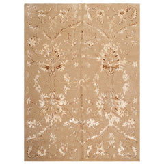 8x11 Beige, Tan, Ivory Color Hand Knotted Tibetan Wool & Bamboo Silk Transitional Oriental Rug
