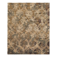 8x10 Beige, Gray, Tan Color Hand Knotted Tibetan Wool Transitional Oriental Rug