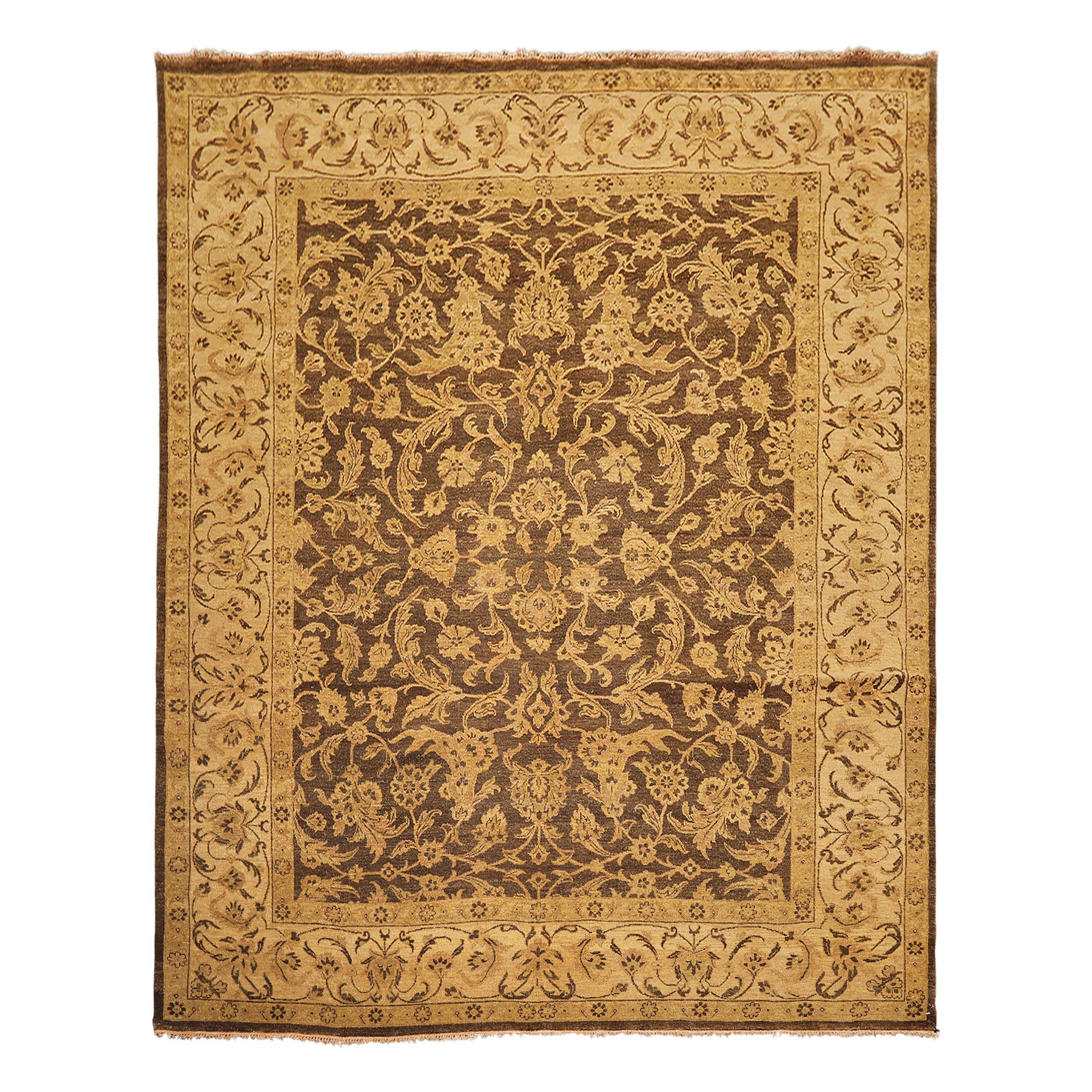 8x10 Brown, Beige, Gold Color Hand Knotted Oushak Wool Traditional Oriental Rug
