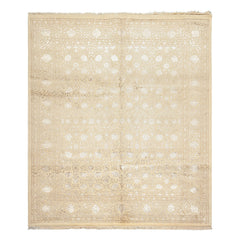 8x10 Ivory, Tan, Color Hand Knotted Tibetan Wool & Bamboo Silk Traditional Oriental Rug