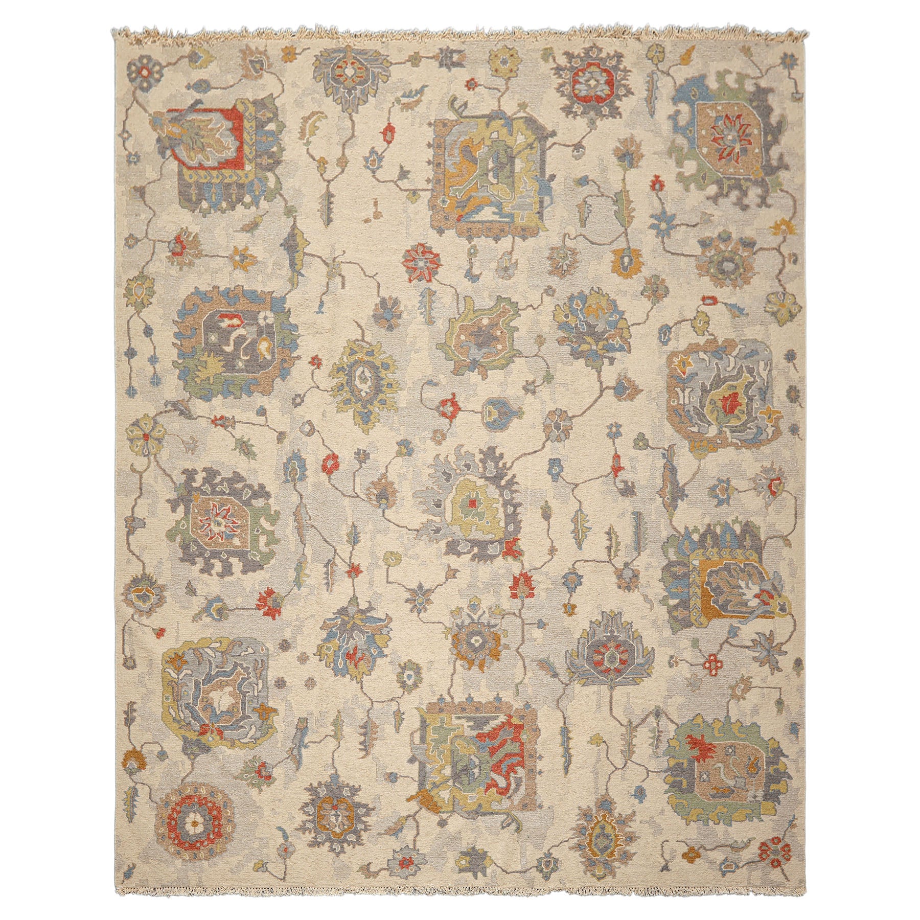 8x10 Beige, Gray, Gold Color Hand Knotted Soumak Wool Traditional Oriental Rug