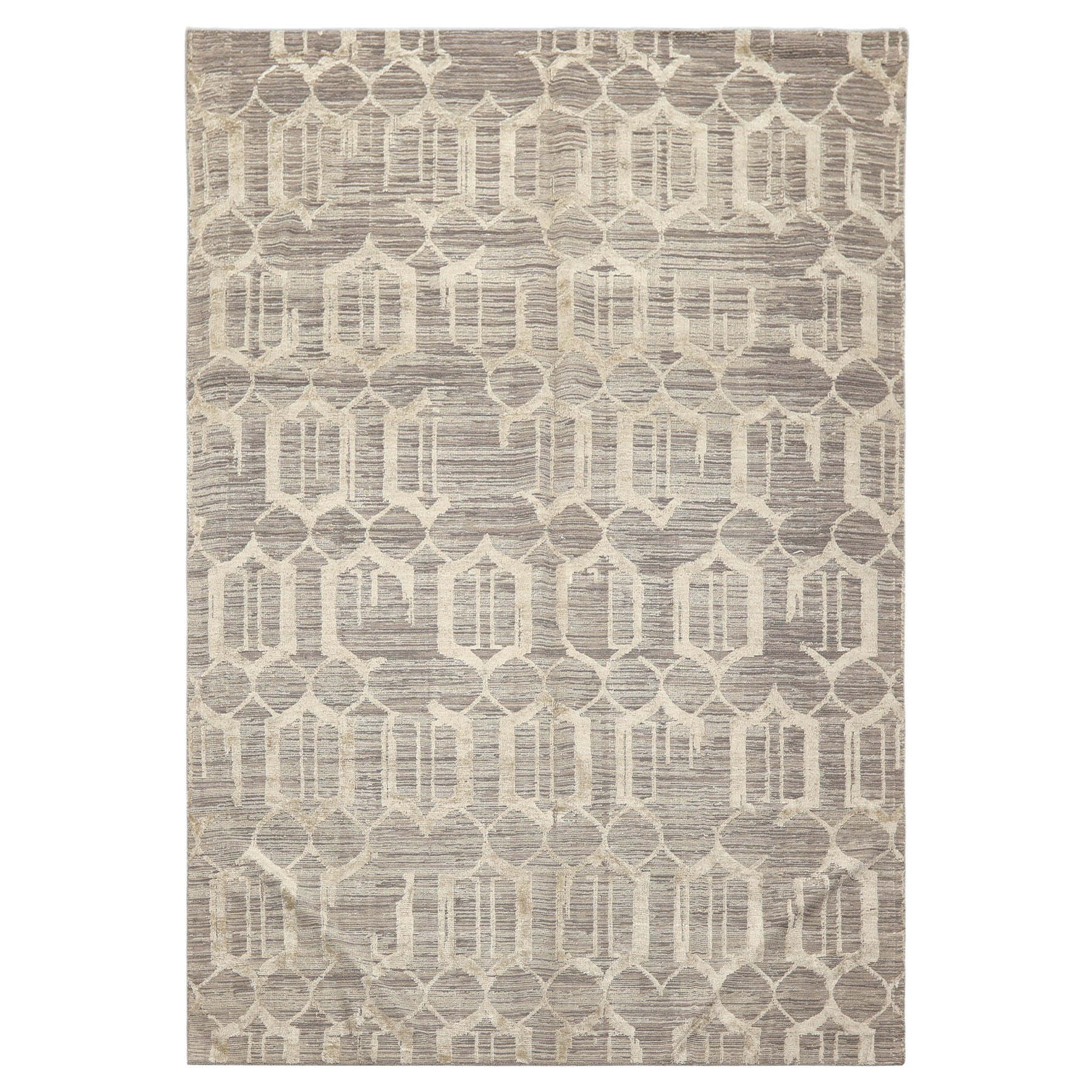 6x9 Gray, Silver, Color Hand Woven Flatweave Wool & Bamboo Silk Modern & Contemporary Oriental Rug