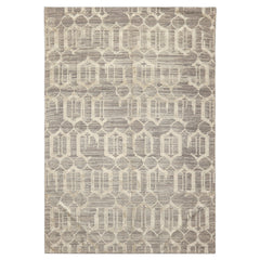 6x9 Gray, Silver, Color Hand Woven Flatweave Wool & Bamboo Silk Modern & Contemporary Oriental Rug