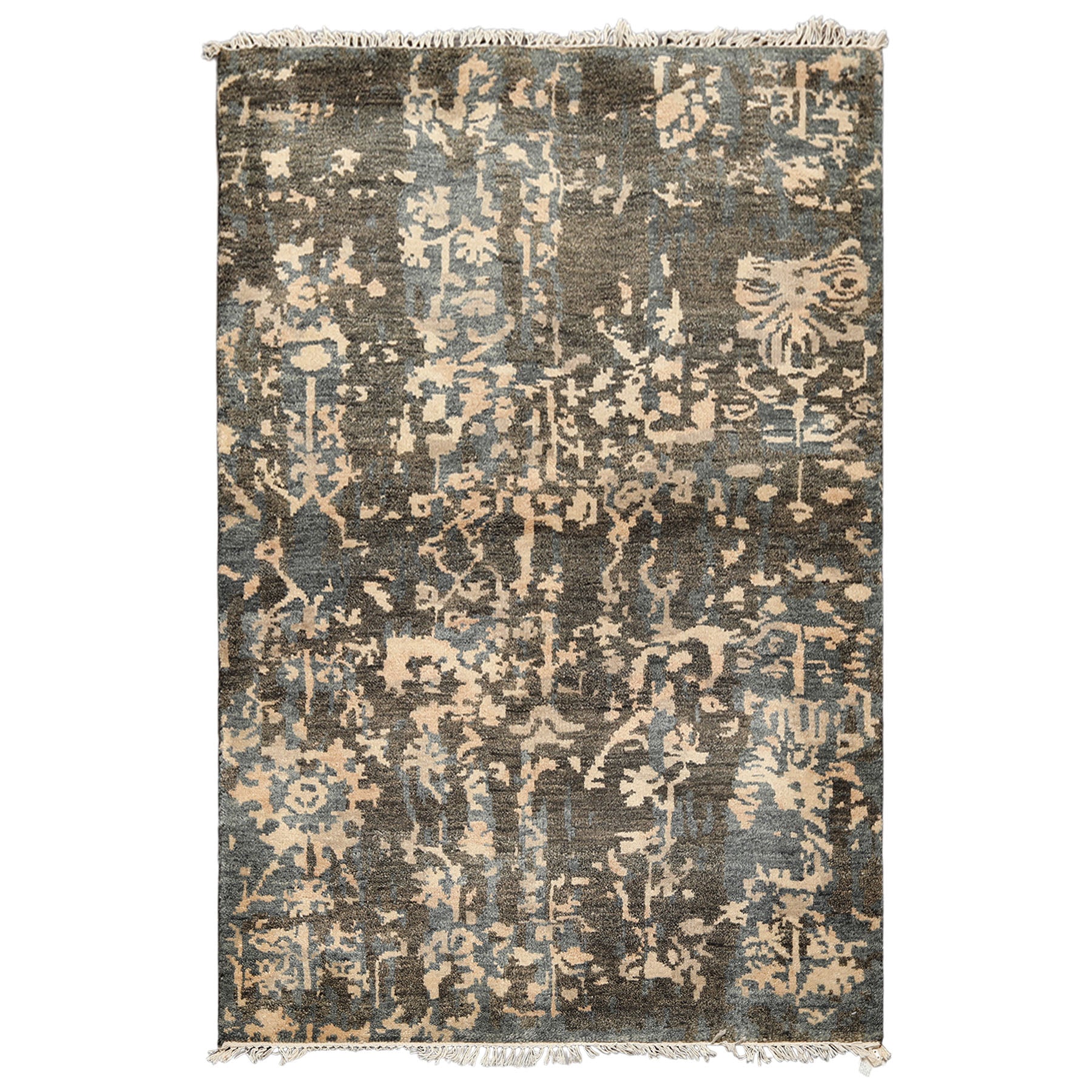 4x6 Olive, Green, Teal Color Hand Knotted Tibetan Wool Modern & Contemporary Oriental Rug