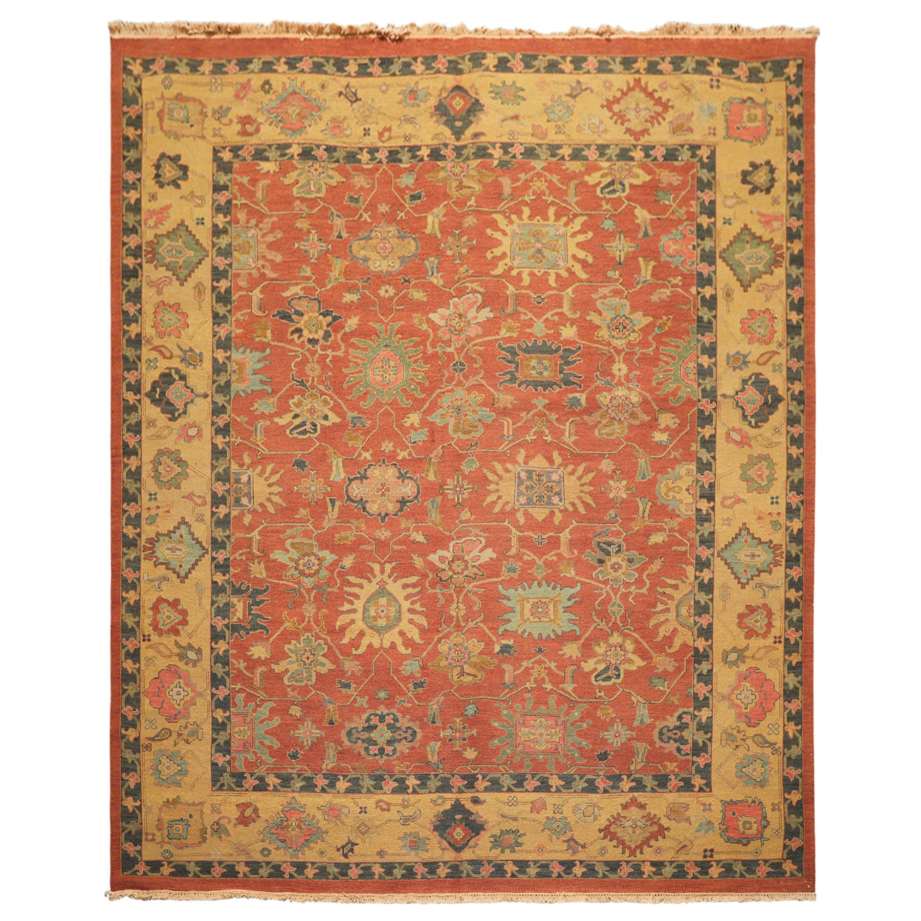 8x10 Rose, Gold, Aqua Color Hand Knotted Soumak Wool Traditional Oriental Rug