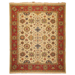 8x10 Beige, Gold, Sage Color Hand Knotted Soumak Wool Traditional Oriental Rug
