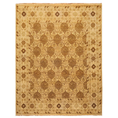 8x10 Gold, Tan, Beige Color Hand Knotted Agra Wool Transitional Oriental Rug