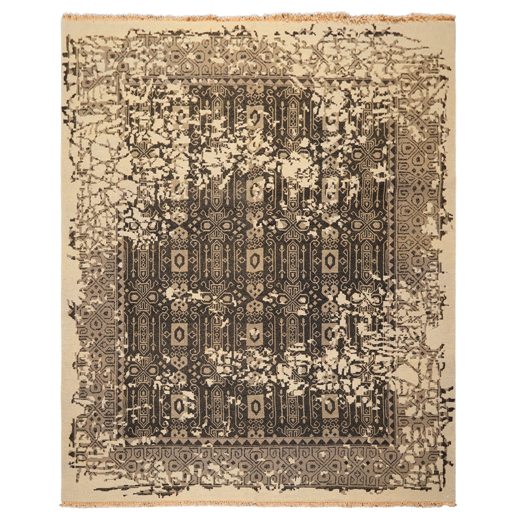 8x10 Beige, Charcoal, Taupe Color Hand Knotted Soumak Wool Traditional Oriental Rug