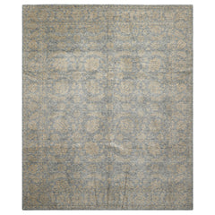 8x10 Aqua, Tan, Color Hand Loomed Tibetan Wool Transitional Oriental Rug