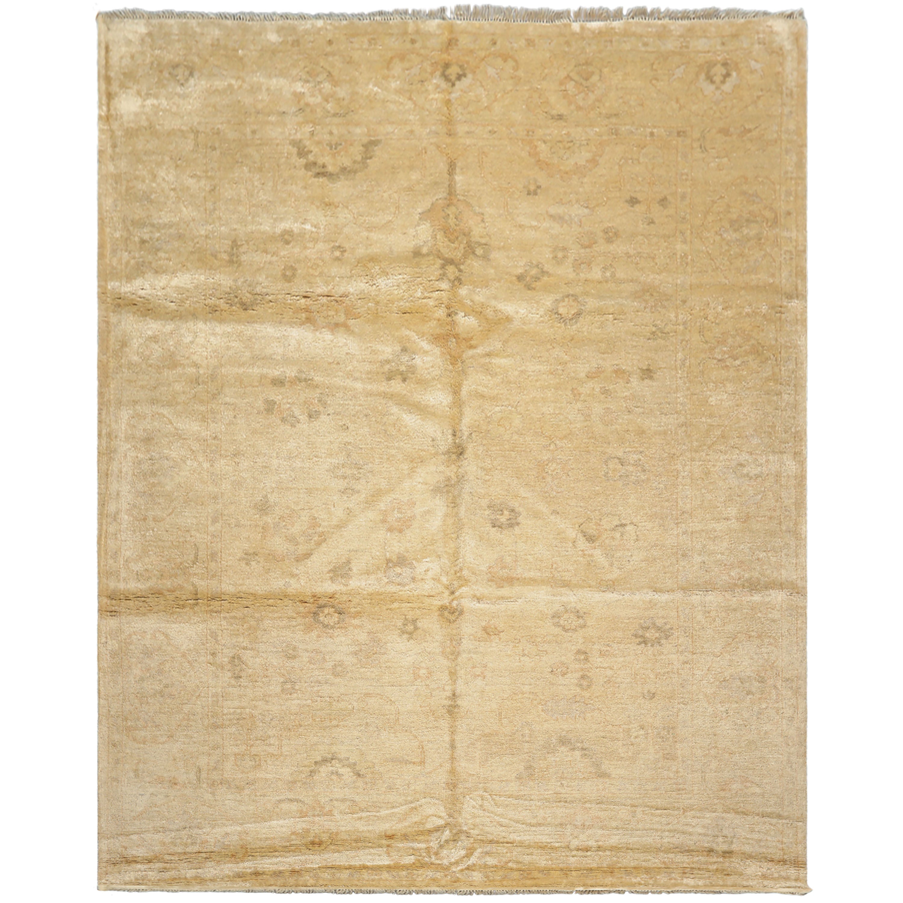 8x10 Beige, Gray, Tan Color Hand Knotted Oushak Wool Transitional Oriental Rug