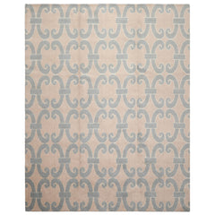 8x10 Gray, Aqua, Color Hand Loomed Tibetan Wool & Bamboo Silk Modern & Contemporary Oriental Rug