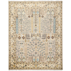 8x10 Gray, Taupe, Ivory Color Hand Knotted Oushak Wool Traditional Oriental Rug