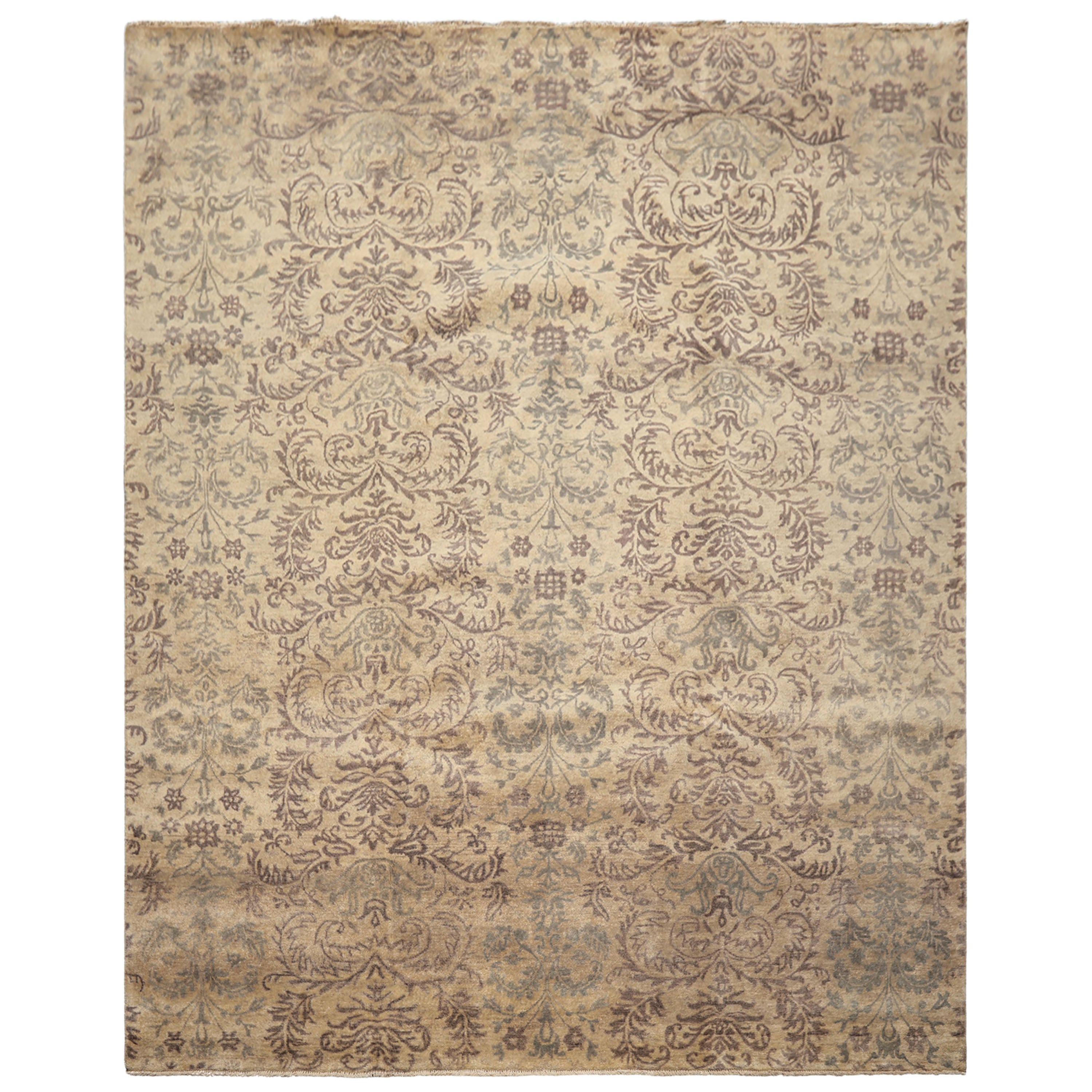 8x10 Beige, Taupe, Slate Color Hand Knotted Oushak Wool Transitional Oriental Rug