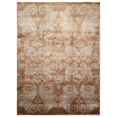 Multi Size Mocha Aqua Color Hand Knotted Tibetan Wool & silk Transitional Oriental Rug