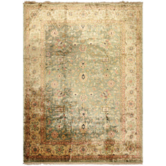 9x12 Sage, Beige, Rose Color Hand Knotted Oushak 100% Bamboo Silk Traditional Oriental Rug