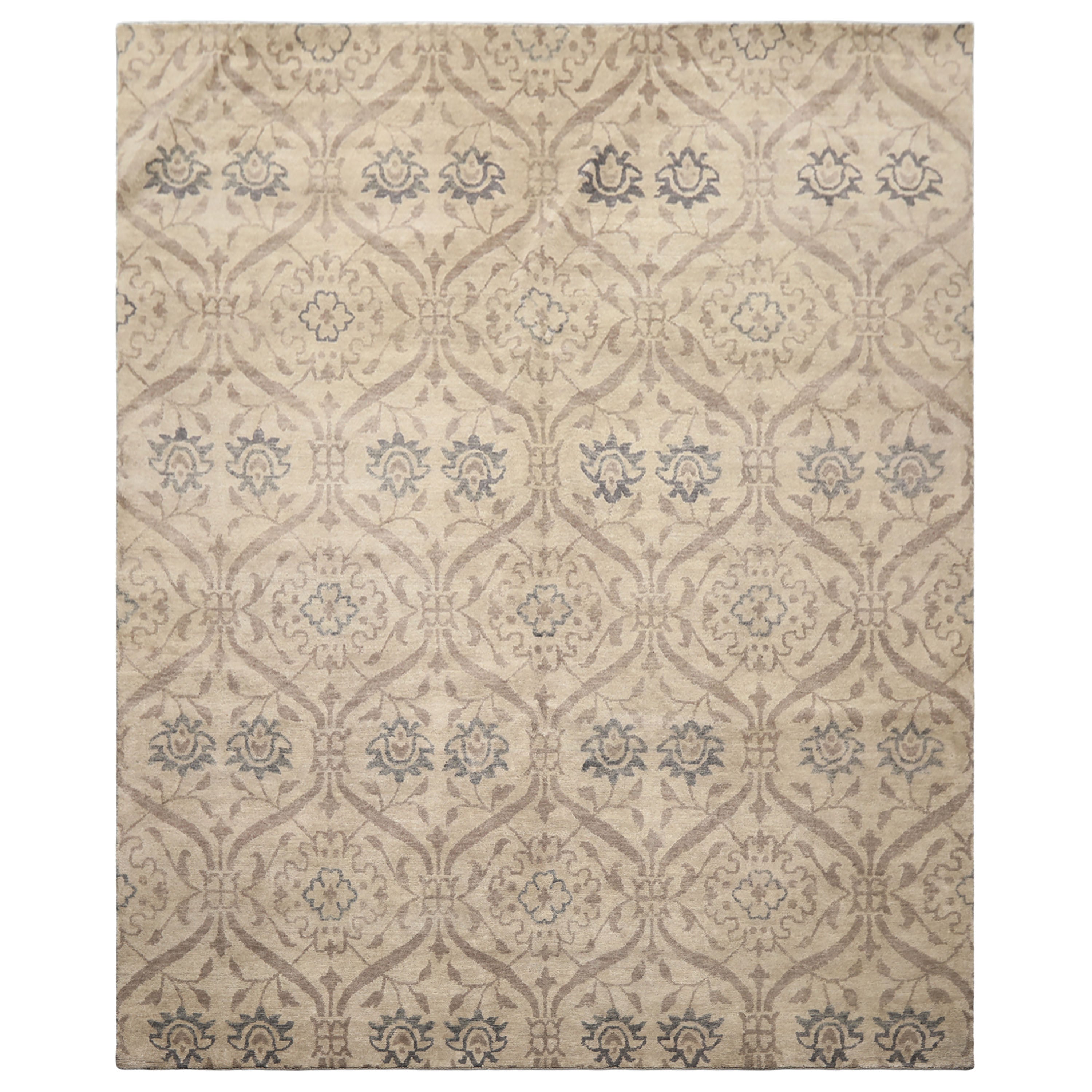 8x10 Beige, Gray, Taupe Color Hand Knotted Tibetan Wool Transitional Oriental Rug