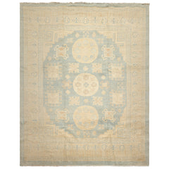 8x10 Seafoam, Beige, Ivory Color Hand Knotted Khotan Wool Transitional Oriental Rug