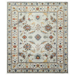 8x10 Blue, Light Gold, Blush Color Hand Knotted Tibetan New Zealand Wool Traditional Oriental Rug