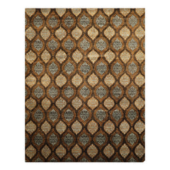 Multi Size Brown Aqua Caramel Color Hand Knotted Tibetan Wool Transitional Oriental Rug