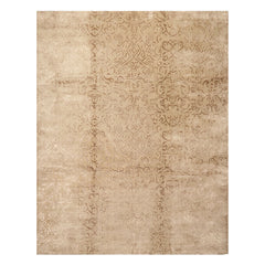 8x10 Beige, Tan, Color Hand Knotted Tibetan Wool & Bamboo Silk Transitional Oriental Rug