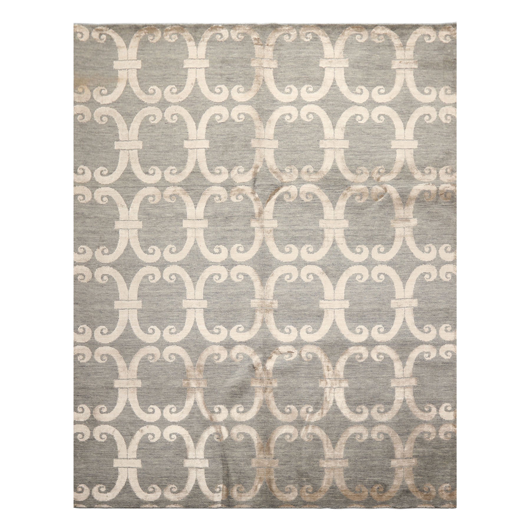 8x10 Slate, Beige, Color Hand Loomed Tibetan Wool & Bamboo Silk Transitional Oriental Rug