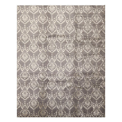 8x10 Graphite, Silver, Gray Color Hand Loomed Tibetan Wool & Bamboo Silk Transitional Oriental Rug