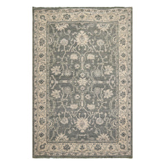 6x9 Gray, Ivory, Color Hand Knotted Oushak Wool Traditional Oriental Rug