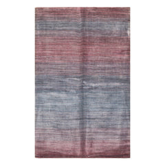 5x8 Blue, Plum, Color Hand Loomed Tibetan Wool Modern & Contemporary Oriental Rug