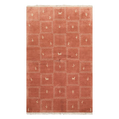 5x8 Blush, Ivory, Color Hand Knotted Gabbeh Wool Modern & Contemporary Oriental Rug