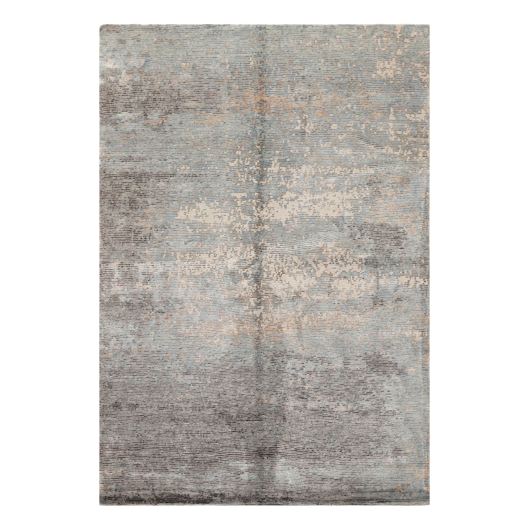 5x8 Aqua, Gray, Beige Color Hand Knotted Sherpa Wool & Bamboo Silk Modern & Contemporary Oriental Rug