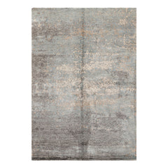 5x8 Aqua, Gray, Beige Color Hand Knotted Sherpa Wool & Bamboo Silk Modern & Contemporary Oriental Rug