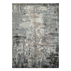 6x9 Gray, Aqua, Blue Color Hand Knotted Sherpa Wool & Bamboo Silk Modern & Contemporary Oriental Rug