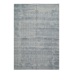 5x8 Blue, Gray, Color Hand Woven  Wool Transitional Oriental Rug
