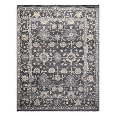 8x10 Graphite, Slate, Gray Color Hand Knotted Oushak Wool Traditional Oriental Rug