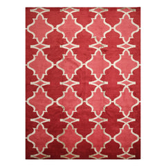 9x12 Red, Rose, Mint Color Hand Loomed Tibetan Wool Transitional Oriental Rug