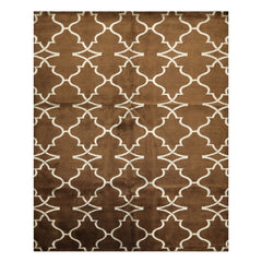 8x10 Brown, Silver, Color Hand Loomed Tibetan Wool & Bamboo Silk Transitional Oriental Rug