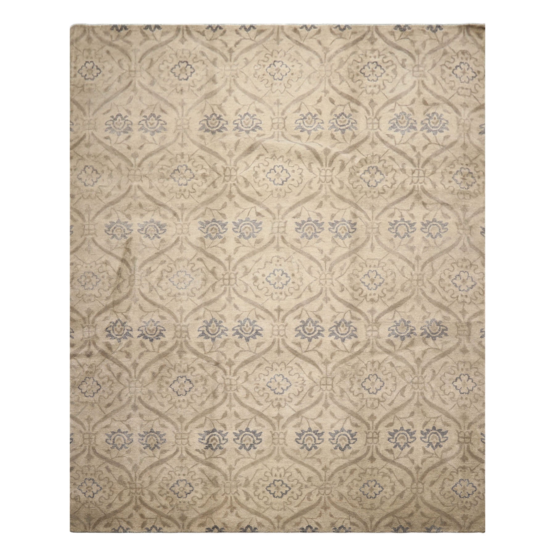 9x12 Gray, Taupe, Slate Color Hand Knotted Tibetan Wool Transitional Oriental Rug