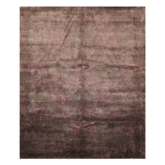 8x10 Greenish, Gray, Aubergine Color Hand Knotted Tibetan Wool Transitional Oriental Rug