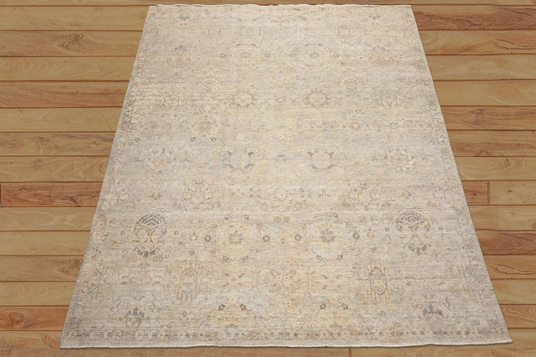 8x10 Beige, Gray, Taupe Color Hand Knotted  Wool Transitional Oriental Rug