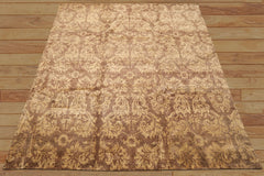 8x10 Brown, Light Gold, Color Hand Knotted Tibetan Wool Transitional Oriental Rug