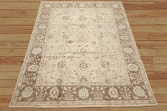 8x10 Beige, Mocha, Aqua Color Hand Knotted Oushak Wool Traditional Oriental Rug