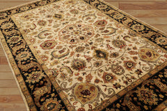 6x9 Ivory, Gold, Sage Color Hand Knotted Agra New Zealand Wool Traditional Oriental Rug