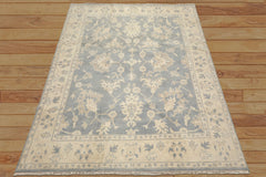8x10 Slate, Blue, Ivory Color Hand Knotted Oushak Wool Traditional Oriental Rug
