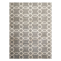 Multi Size Gray Silver Color Hand Loomed Tibetan Wool & Bamboo Silk Transitional Oriental Rug