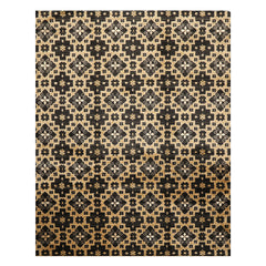Multi Size Brown Charcoal Beige Color Hand Loomed Tibetan Wool & Bamboo Silk Modern & Contemporary Oriental Rug