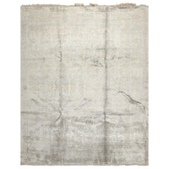 8x10 Gray, Aqua, Tan Color Hand Knotted Oushak Viscose Transitional Oriental Rug