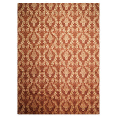 10x14 Rust, Burnt Orange, Pistachio Color Hand Knotted Tibetan Wool & Bamboo Silk Transitional Oriental Rug
