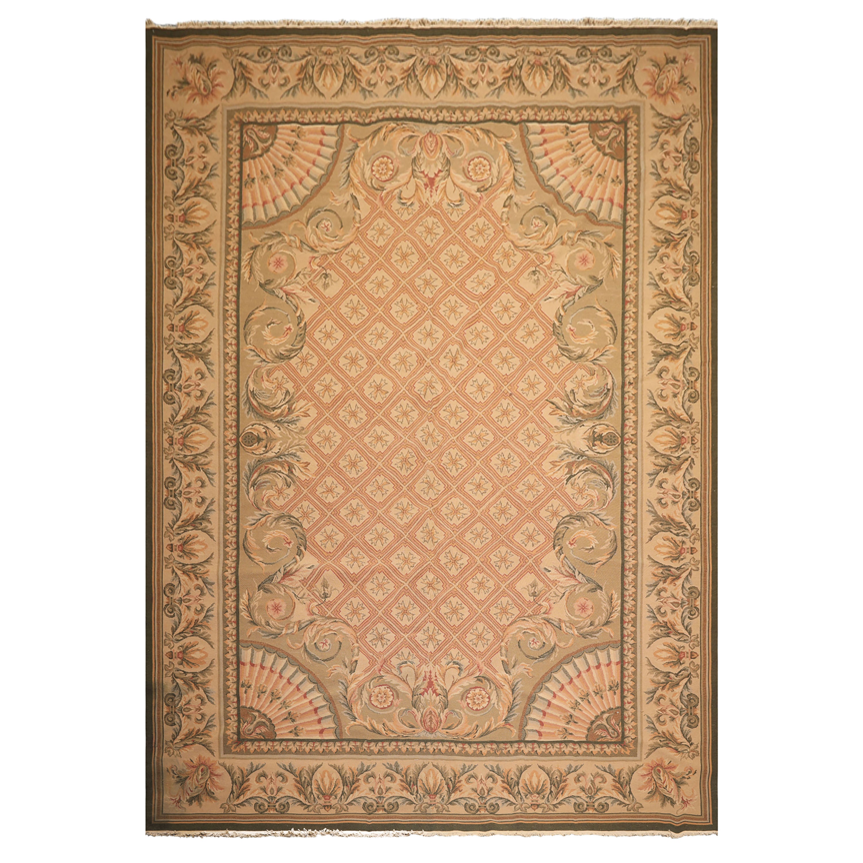 9x13 Blush, Sage, Tan Color Hand Knotted Soumak Wool Traditional Oriental Rug