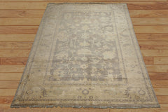 9x12 Gray, Ivory, taupe Color Hand Knotted Oushak New Zealand Wool Transitional Oriental Rug