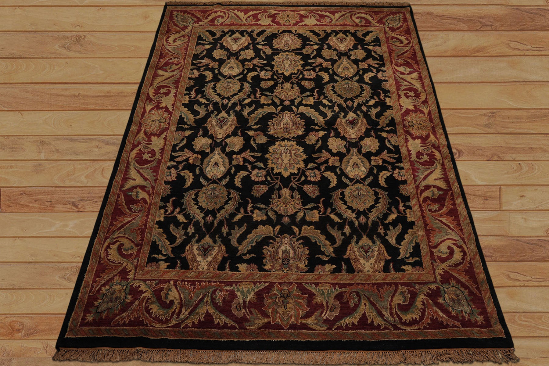 9x12 Charcoal, Rose, Sage Color Hand Knotted Agra wool Traditional Oriental Rug